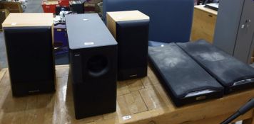 Bose speaker, pair Heybrook speakers and pair of Sequence speakers (5)