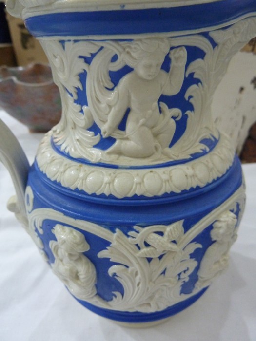 Victorian relief-moulded stoneware jug with baccha - Image 7 of 7