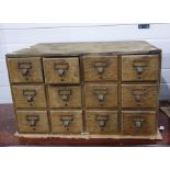 Early 20th century oak chest of 12 short drawers,
