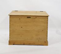 Late 19th/early 20th century pine chest, the rectangular top above the plain sides, plinth base,
