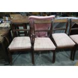 Set of five mahogany and brass-inlaid Regency style chairs (3+2) (5)