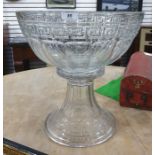 Moulded glass punchbowl with Greek key decoration,