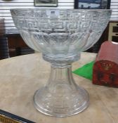 Moulded glass punchbowl with Greek key decoration,