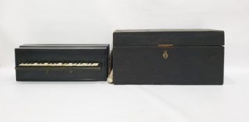 Ebonised accordion with keyboard, in stained wood felt lined case