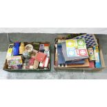 Two boxes of assorted toys including board games, card, dominoes, marbles, etc