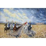 Oil on board Ron Richer Study of cavalry  Oil on b