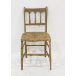 Partly painted and rush seated spindleback bedroom chair