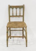 Partly painted and rush seated spindleback bedroom chair