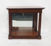 Mahogany console table, rectangular with fluted supports and mirror back, plinth base, 95cm wide