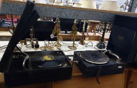 Three various wind-up gramophones including His Ma