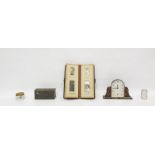 Victorian photograph album, two photograph frames, two early 20th century clocks and other