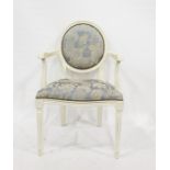 Victorian armchair with button-back foliate upholstery, serpentine fronted seat, cabriole supports