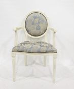 Victorian armchair with button-back foliate upholstery, serpentine fronted seat, cabriole supports