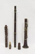 Stained wood flute and a clarinet