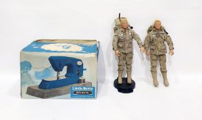 2 GI Joe Action Man dolls and a Little Betty sewing machine, in box (3)