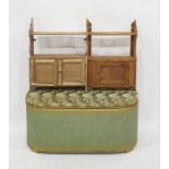 Two pine wall hanging shelving units, a mahogany dressing table mirror, ottoman and footstool (5)