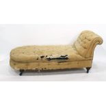 Victorian button-back chaise longue on turned supports to castors  Condition Reportall dimensions