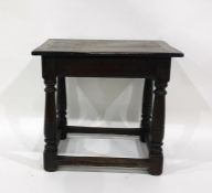 17th century style single drawer oak side table, the rectangular top with cleated end supports,