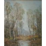 Pastel drawing Unattributed Woodland scene, silver