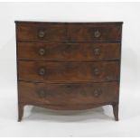 19th century mahogany bowfront chest of two short over three long drawers, 104cm x 104cm