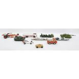Box of assorted model vehicles to include Dinky Toys Chieftain Tank, Dinky Toys Leopard Tank,