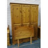 20th century pine three-door wardrobe and two headboards (3)