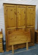 20th century pine three-door wardrobe and two headboards (3)