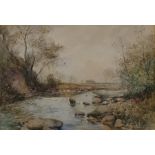 Austin Winterbottom watercolour drawing, River sce