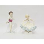 Royal Worcester Doughty figure 'Masquerade', no.3360 by Freda Doughty, girl with white and blue