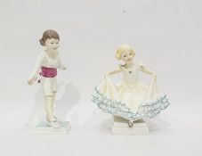 Royal Worcester Doughty figure 'Masquerade', no.3360 by Freda Doughty, girl with white and blue