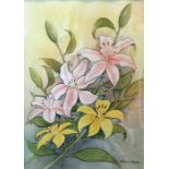 H. Royston Hudson Watercolour drawing Study of Lilies, signed H. Royston Hudson and framed