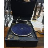 Three various gramophones including a Linguafone,