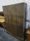 Early 20th century compactum wardrobe by Compactom, the two doors with stained quarter-cut oak