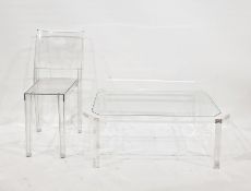 Kartell Ghost style standard chair with square back and tapering dished seat and Kartell style