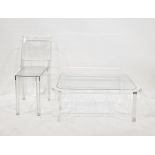 Kartell Ghost style standard chair with square back and tapering dished seat and Kartell style