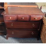 Stag Minstrel dressing table, chest of drawers and headboard (3)