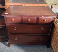 Stag Minstrel dressing table, chest of drawers and headboard (3)