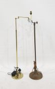 Brass standard lamp with folding adjustable arm and another lamp (2)