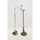 Brass standard lamp with folding adjustable arm and another lamp (2)