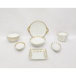 Limoges porcelain gilt bordered two-handled dish, a gilt bordered porcelain tureen and cover,