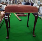 Maple dressing table stool raised upon mahogany cabriole supports