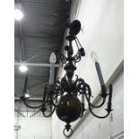 Late 19th century Flemish oxidised brass chandelier