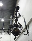 Late 19th century Flemish oxidised brass chandelier