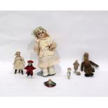 Porcelain headed doll on stand marked 'Made in Germany' together with various further (7)