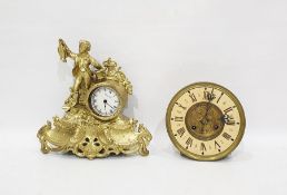 Early 20th century Art Nouveau style wall clock with Roman numerals, embossed brass central