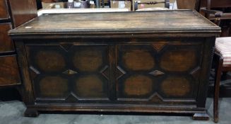 20th century oak coffer with panelled front, 122cm x 64cm
