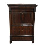 Early 19th century mahogany Empire-style secretaire à abattant with triangular stepped pediment,