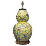 Chinese porcelain double-gourd vase converted as t