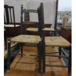 Four assorted string seated chairs (4)