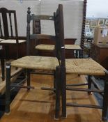 Four assorted string seated chairs (4)